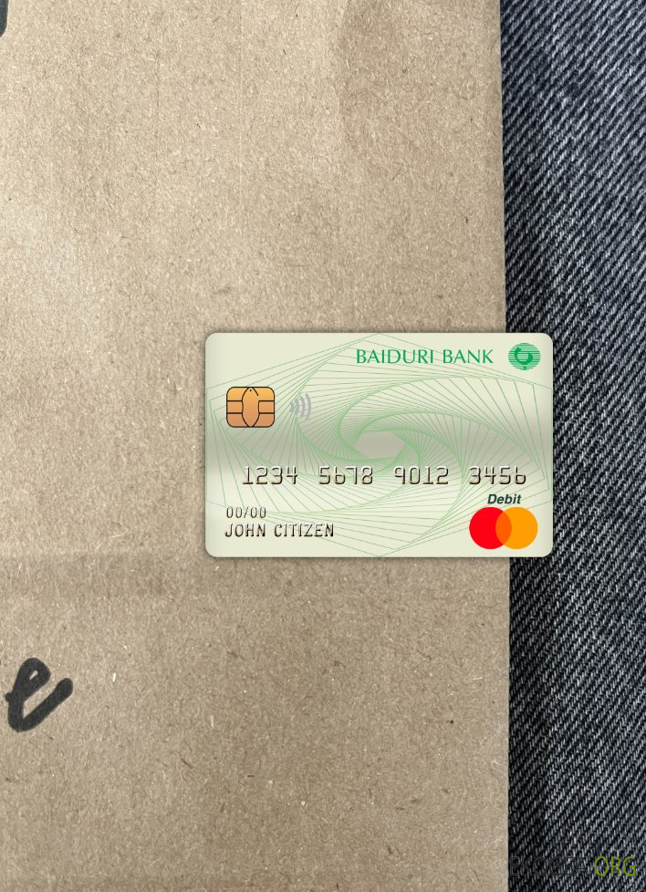 Photolook de la carte de débit principale de la banque Brunei Baiduri , avant